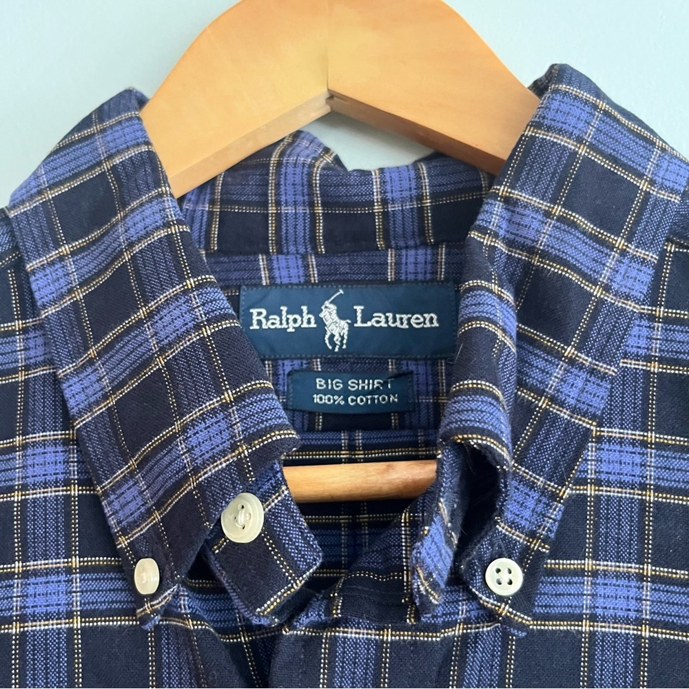 Men’s NWT Ralph Lauren The Big Oxford Shirt Button Size Large 100% Cotton Plaid - Picture 3 of 11